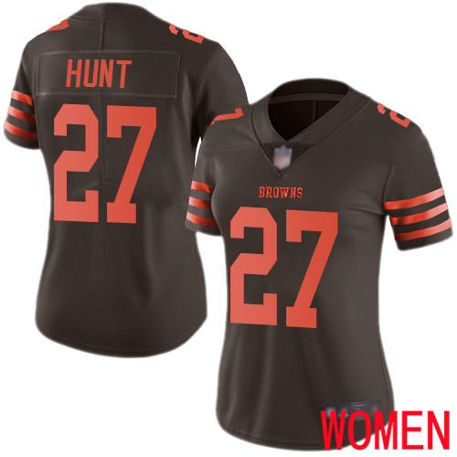 Cleveland Browns Kareem Hunt Women Brown Limited Jersey #27 NFL Football Rush Vapor Untouchable